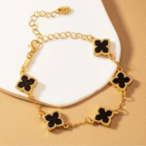 Gold and Black Clover Bracelet